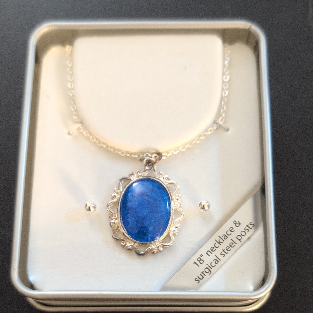 Silver Tone Necklace And Earring Set